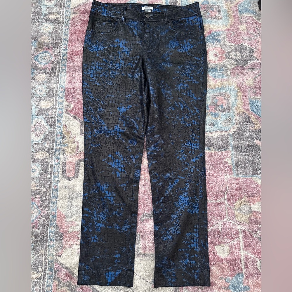 NWT Vintage Cache Snake Print Blue/Black Stretch Jeans Straight Leg Size 8